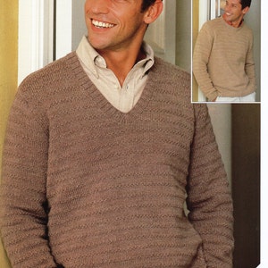 mens sweater knitting pattern pdf mens jumper larger sizes 36-54" DK light worsted 8ply PDF Instant Download