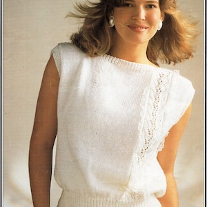 womens top knitting pattern pdf ladies sleeveless sweater summer top 32-40&quot; DK light worsted 8ply pdf instant download