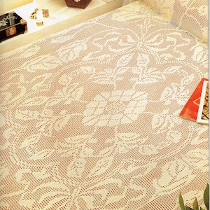 vintage filet crochet bedspread crochet pattern pdf chart pattern crochet counterpane 80x68" thread crochet cotton pdf instant download
