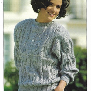 womens cable sweater knitting pattern pdf ladies sampler jumper 32-42&quot; DK light worsted 8ply pdf instant download