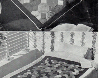 vintage patchwork blanket knitting pattern pdf baby blanket cushion bedspread 3ply light fingering PDF Instant Download