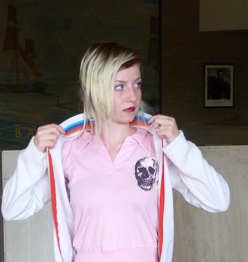 Vintage Pink polo with skull patch
