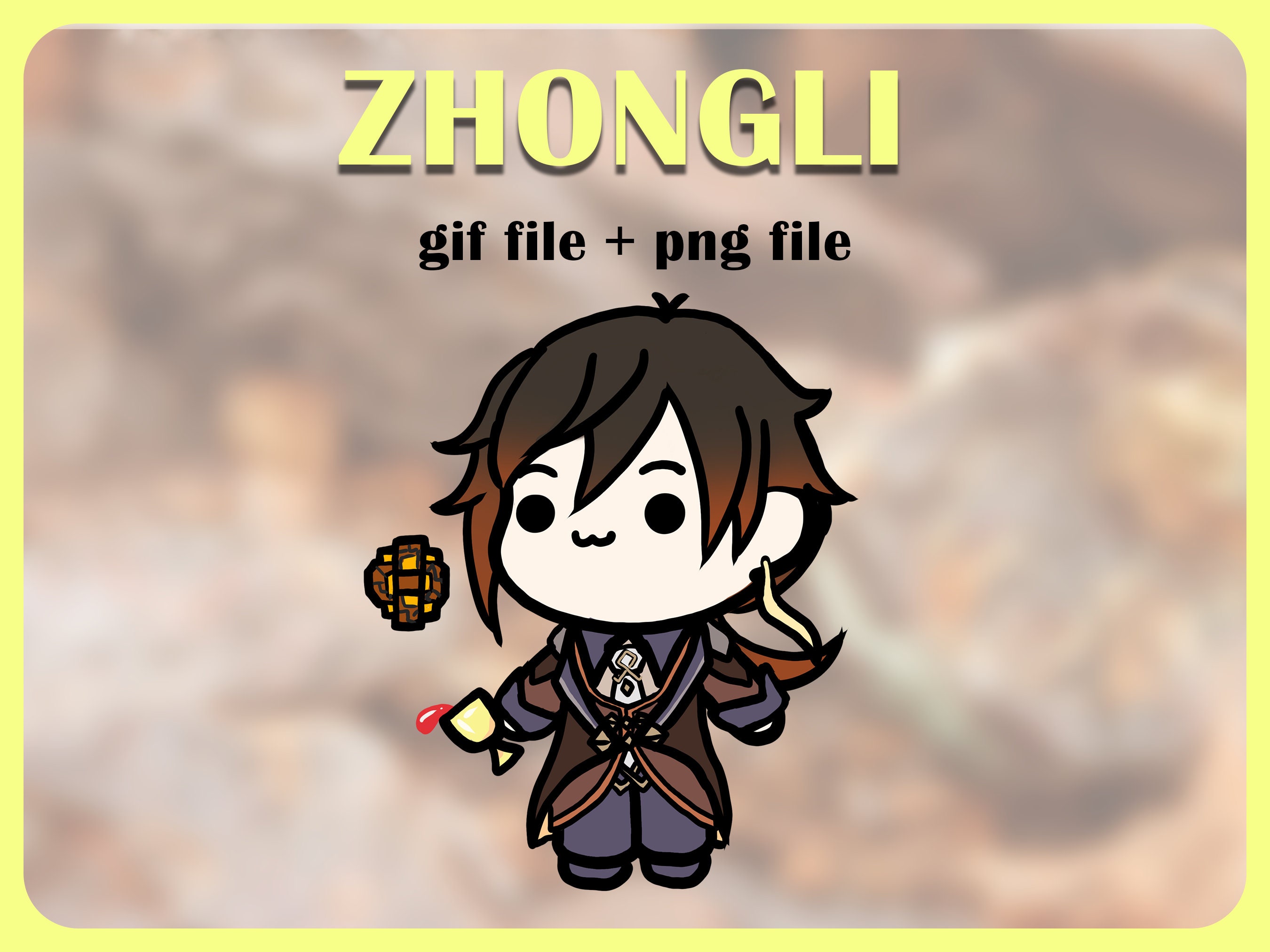 Chibi Animation Genshin Impact Zhongli gif and Png Etsy