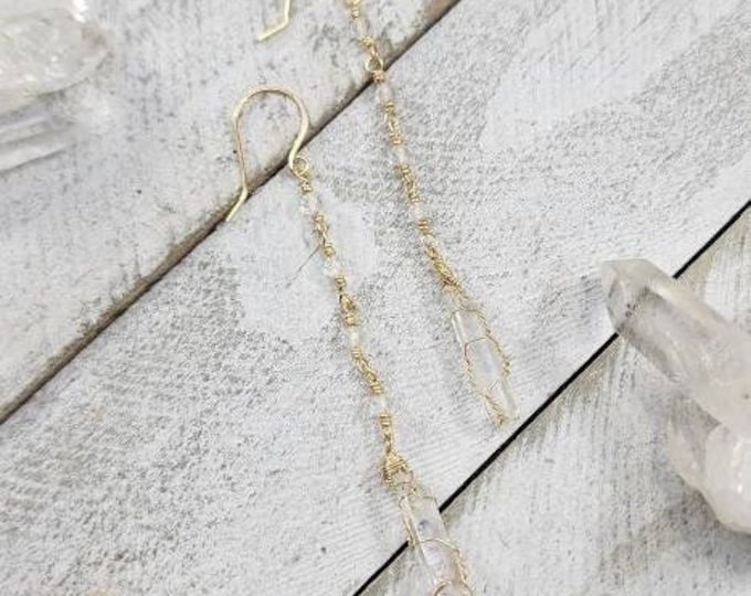 Featured listing image: Lux Quartz Point and 14k Gold Filled Drop Earrings