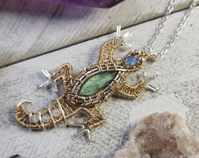 Featured listing image: Lux Labradorite Lizard in 14k Gold Filled and Sterling Silver