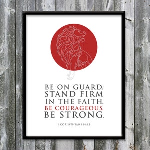 1 Corinthians 16:13 - Be courageous - Lion - Modern - Bible verse - Bible verse printable - Wall art - DIGITAL DOWNLOAD - Art print - 8x10