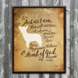 Just as I am - Hymn - Lamb of God - Lamb - Easter - Parchment - Hymn art printable - Worship song - DIGITAL DOWNLOAD - Art print - 8x10