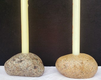 Rock Candle Holder, Stone Tapered Candleholder, Available as Sets or Single Stones