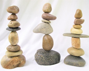 Stacked Stone Garden Cairn, Garden Art, Indoor or Outdoor, Counter top, Mantle, or Garden