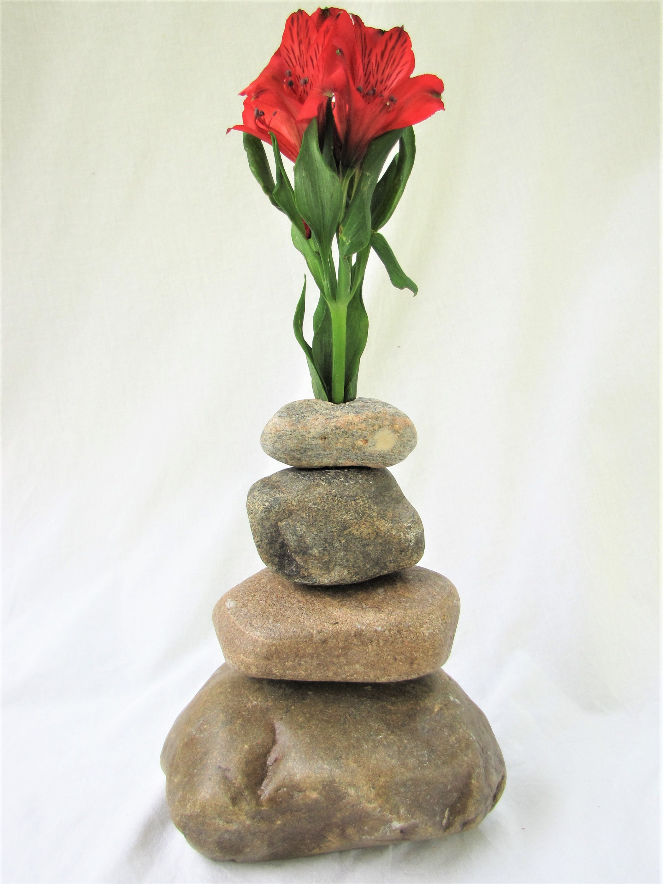 Vase Made of Stone Cairn or Stacked Rock Bud Vase Made With Etsy UK