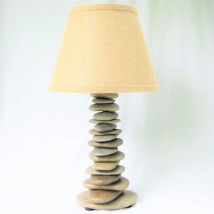 Skipping Stone Rock Lamp (Medium - 20" Tall), Stacked Stone Lamp, Cairn Lamp