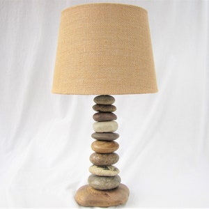 Rock Lamp (Medium/Small - 16" Tall), Stacked Stone Cairn Lamp