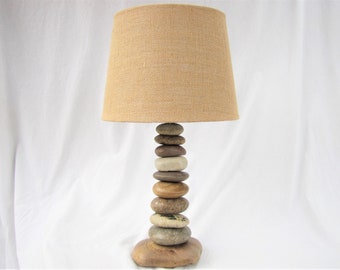 Rock Lamp (Medium/Small - 16" Tall), Stacked Stone Cairn Lamp