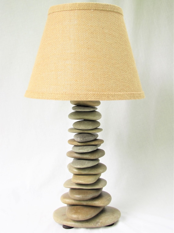 Skipping Stone Rock Lamp medium 20 Tall Stacked Stone Lamp Cairn