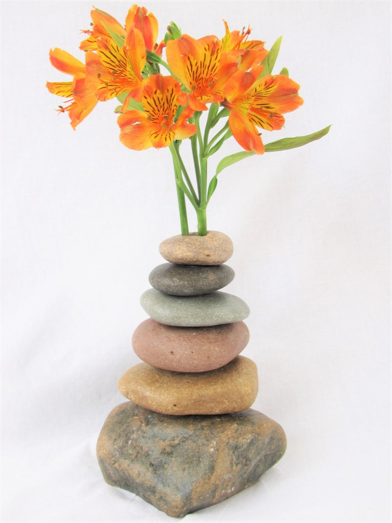 Vase Made of Stone Cairn or Stacked Rock Bud Vase Made With Etsy UK
