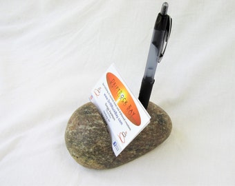 Business Card Holder Made of Stone with Pen Holder, Card Holder for Office or Desk