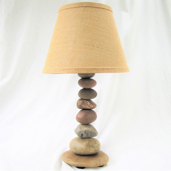 Rock Lamp (medium - 20" Tall), Stacked Stone Cairn Lamp