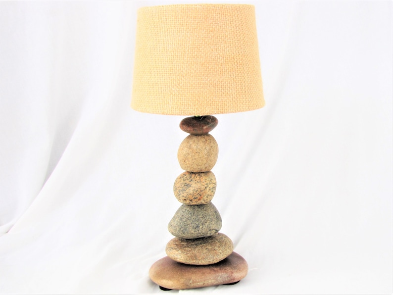 Small Rock Lamp 12 tall with Lamp Shade image 1