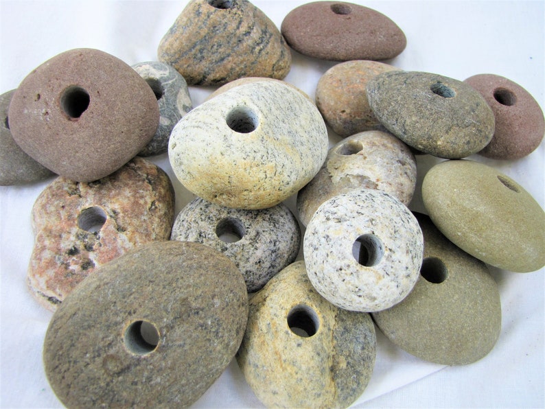 River Rock with 3/8 Hole Beach Stones with Drilled Holes Weathered Round Rocks 2 pounds image 1