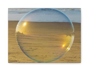 Soap Bubble on Beach Canvas