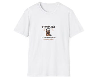 Protected by a German Shepherd T-Shirt | German Shepherd Face Rescue Dog Tee