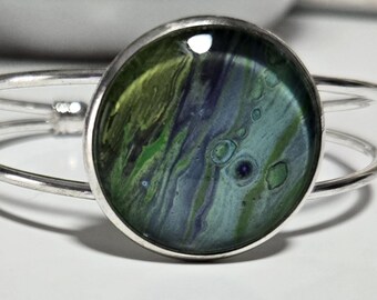 Artisan Glass and Paint Bezel Bracelet