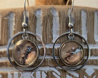 Brown Dangle Earrings, Earthy Boho Jewelry, Neutral Statement Earrings, Handmade Drop Earrings, Minimalist Bohemian Gift for Her