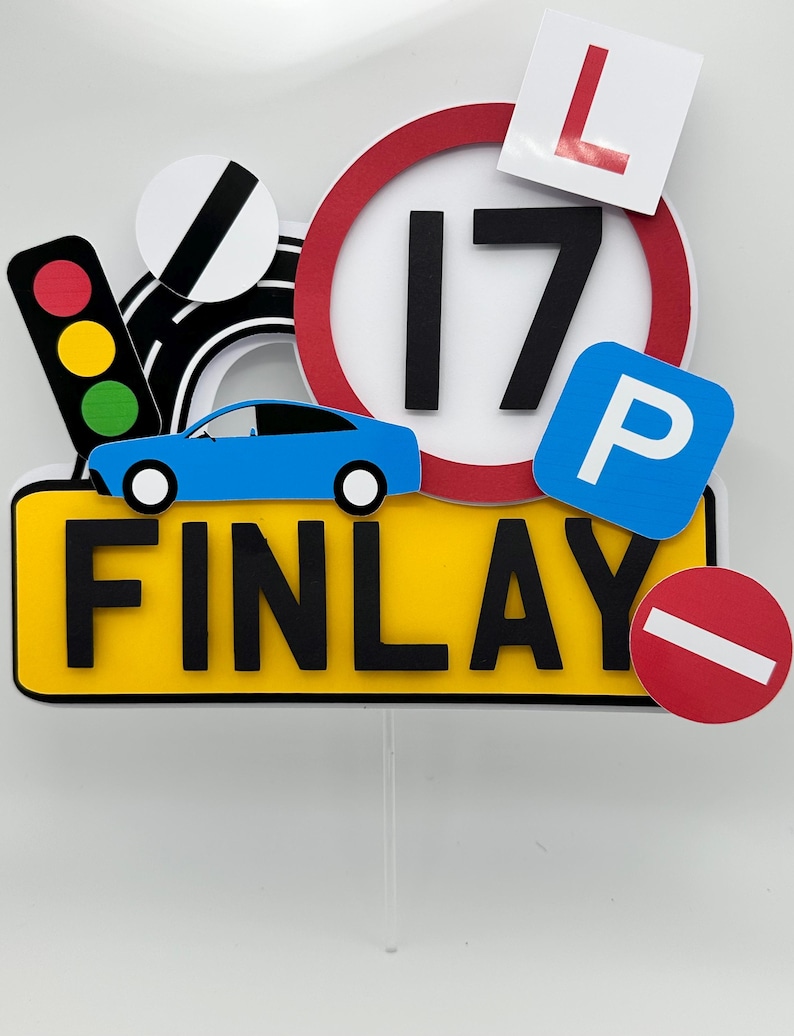 17th Birthday, Learner Driver, Personalised Cake Topper, Teenager, New ...