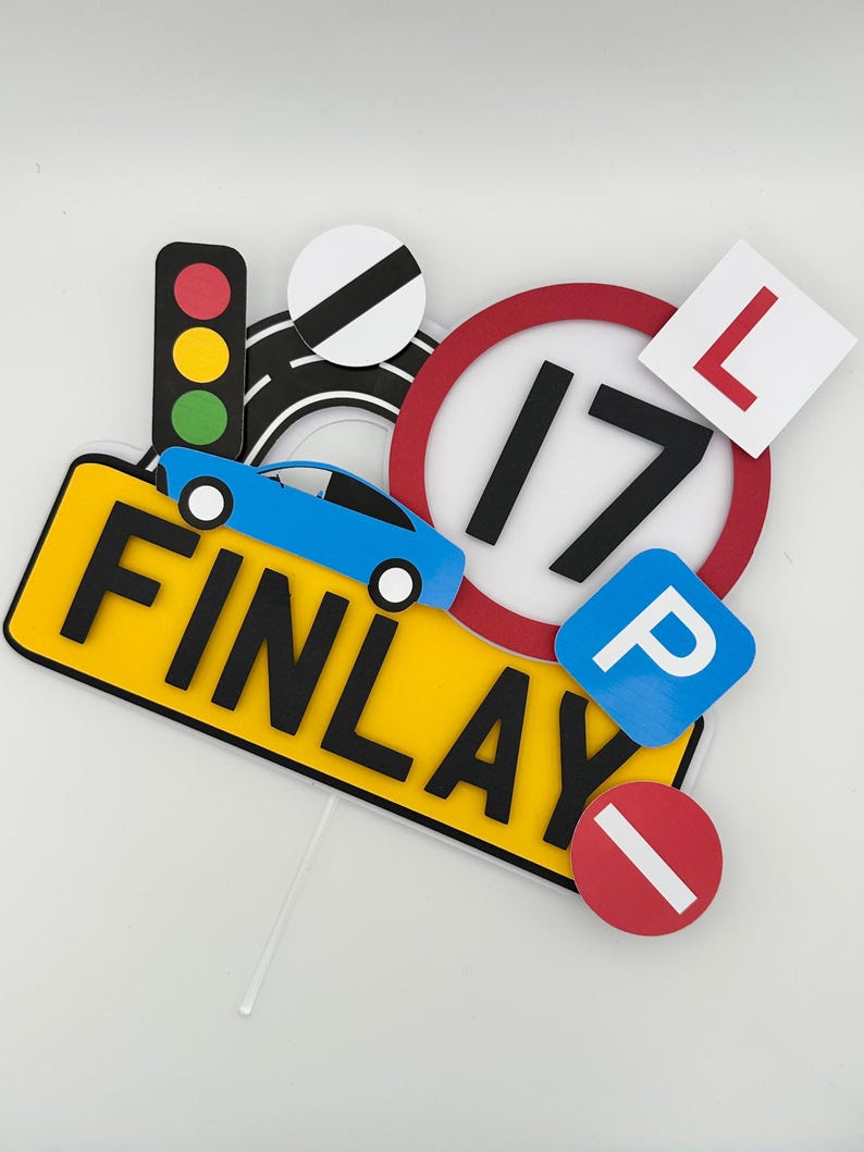 17th Birthday, Learner Driver, Personalised Cake Topper, Teenager, New ...