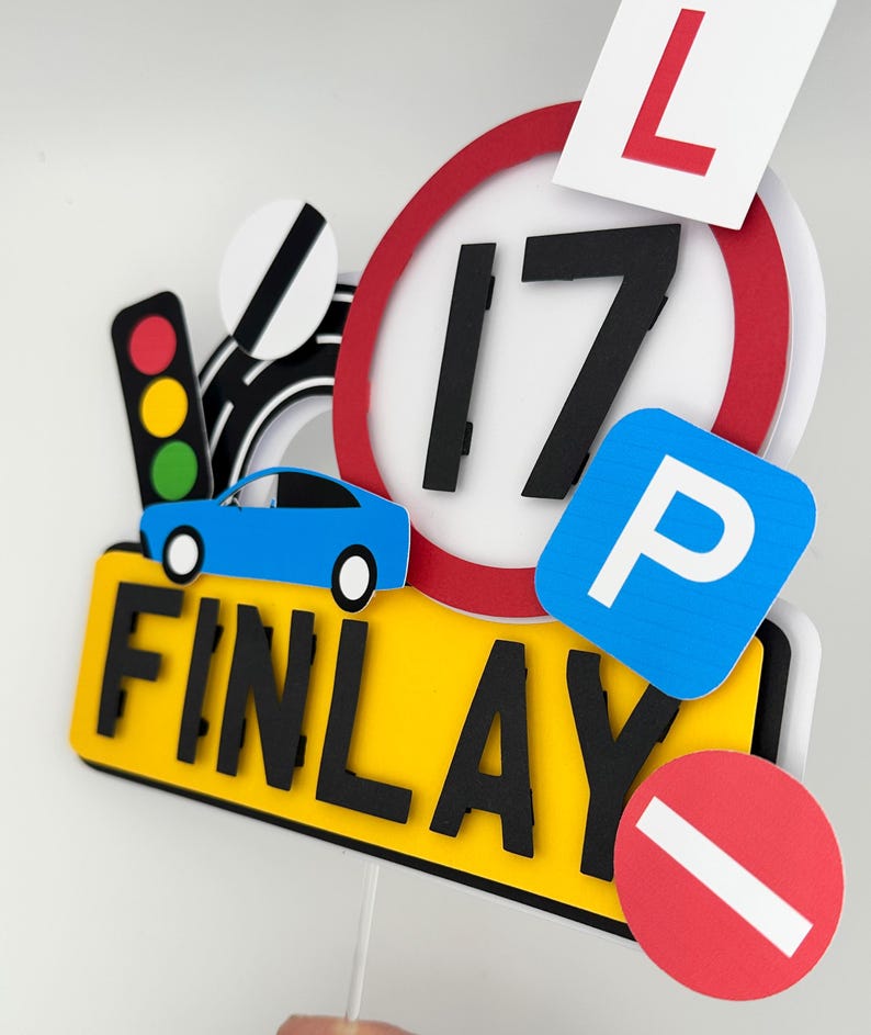 17th Birthday, Learner Driver, Personalised Cake Topper, Teenager, New ...
