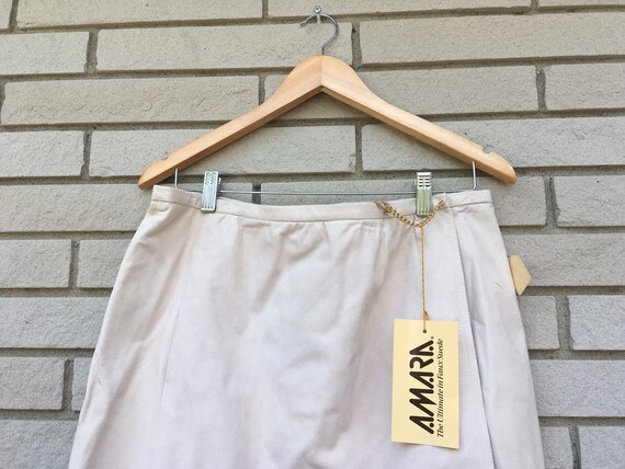 Vtg Deadstock Vegan Cream Suede 80s Skirt - Josep… - image 4