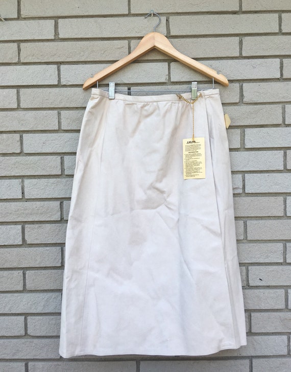 Vtg Deadstock Vegan Cream Suede 80s Skirt - Josep… - image 1