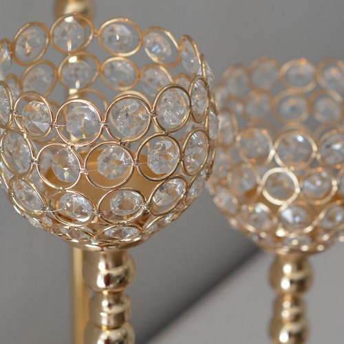 Gold Bling Candle Holder. Gold Rhinestone Flower Ball Stand OR Etsy