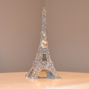 GLITTER EIFFEL Tower Cake Topper With Bling Gem BROOCH. Paris Wedding Decor. French inspired centerpiece. Sparkling Eiffel Tower.