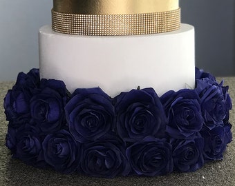 NAVY BLUE ROSE Cake Stand. Navy Blue Wedding. Wedding Cake Stand. Flower Cake Stand. Mirrored Cake Stand. Rose Cake Stand. Pick Color