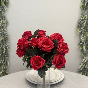 Red Silk Rose Bouquet: Wedding Centerpiece, Artificial Flowers