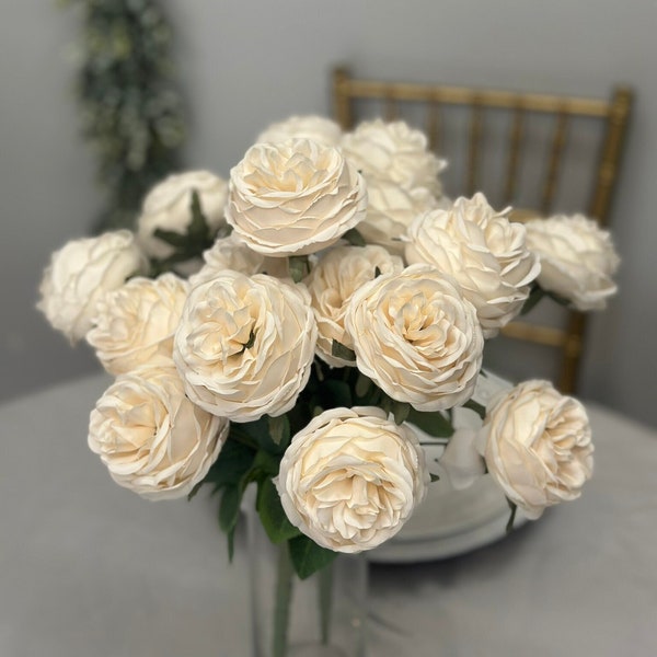 IVORY Peony Bouquet. Wedding Centerpiece Peonies. Artificial Flowers. Flower Bouquet. Pick Color.