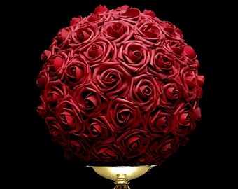 DEEP RED/BURGUNDY Rose Ball. Deep Red Wedding Centerpiece. Burgundy Flower Ball. Deep Red Pomander. Burgundy Centerpiece. Pick Color