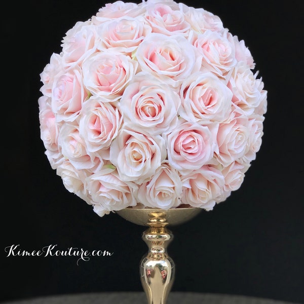 PINK BLUSH Flower Ball.  Blush Kissing Ball. Real Touch Silk Rose Ball.  Bridal Shower. Baby Shower. Wedding Centerpiece. PICK Color.