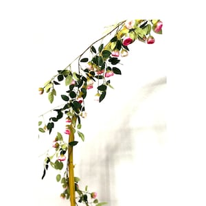 Miniature Rose Garland: Pink Silk Roses & Eucalyptus Vine, Wedding Arch Decor