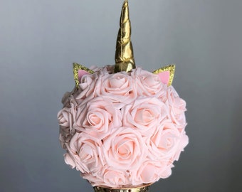 UNICORN Party Centerpiece Unicorn Birthday Party Unicorn Decor Unicorn Decoration Unicorn Flower Ball. Baby Shower. Pick Rose & Horn Color.