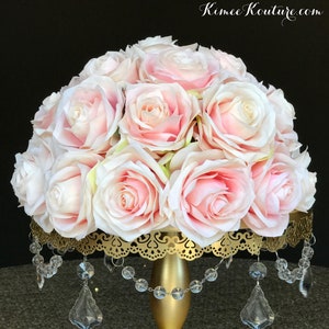 BLUSH PINK Centerpiece Arrangement. Blush Pink Wedding Centerpiece. Bush Pink Floral Arrangement. Blush Pink Half Ball Rose Arrangement.