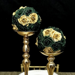Emerald Green & Gold Flower Ball: Wedding Centerpiece