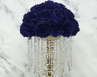 NAVY BLUE CENTERPIECE Rose Arrangement. Navy Blue Wedding. Navy Blue Centerpiece. Navy Flower Arrangement. Navy Blue Decor. Pick Rose Color