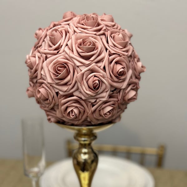 DUSTY ROSE BOUQUET Wedding Centerpiece Flower Ball Pomander Kissing Ball Birthday Party Decoration Home Decor Dining Table Living Room