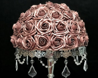 Rose Gold Rose Arrangement: Wedding Centerpiece, Floating Pomander