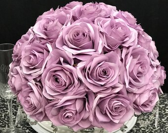 DUSTY LAVENDER Rose Arrangement. Dusty Lavender Wedding Centerpiece. Floating Pomander. Dusty Lavender Bouquet. Dusty Lavender Centerpiece