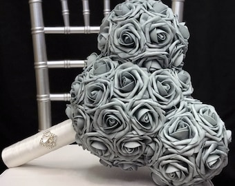 Mickey Mouse Bridal Bouquet: Rose Wedding Bouquet with Brooch Handle