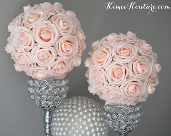 PINK BLUSH Wedding Centerpiece Pale Pink Pomander Wedding Decor Bridal Bouquet Bridesmaids Bouquet Kissing Ball Flower Girl Bridal Shower