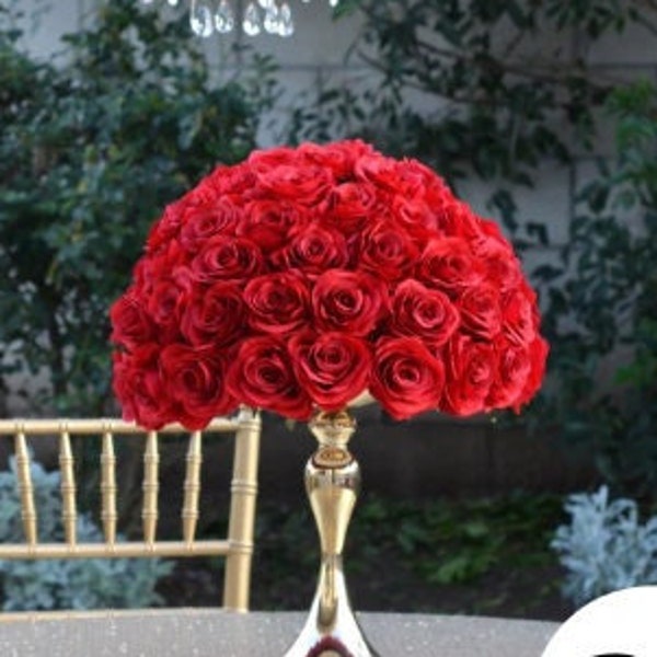 RED Rose Arrangement with PREMIUM Real Touch Silk Roses.  Red Wedding Centerpiece. Red Centerpiece. Floating Pomander. Pick Rose Color